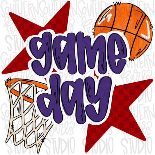Game Day basketball | Red and Purple | Go Team | PNG | Sublimation | Design Download