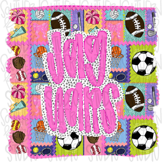 Jaguars | Mascot in frame | sports stamp collage | football, basketball, baseball, soccer, volleyball, tennis, cheer, golf | PNG download