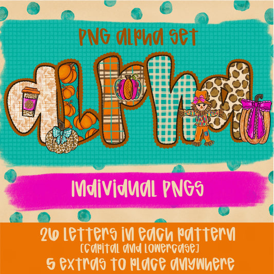 Fall alpha with extras | PNG Font | Sublimation Design | Digital Download | Women’s, Kids Shirt PNG