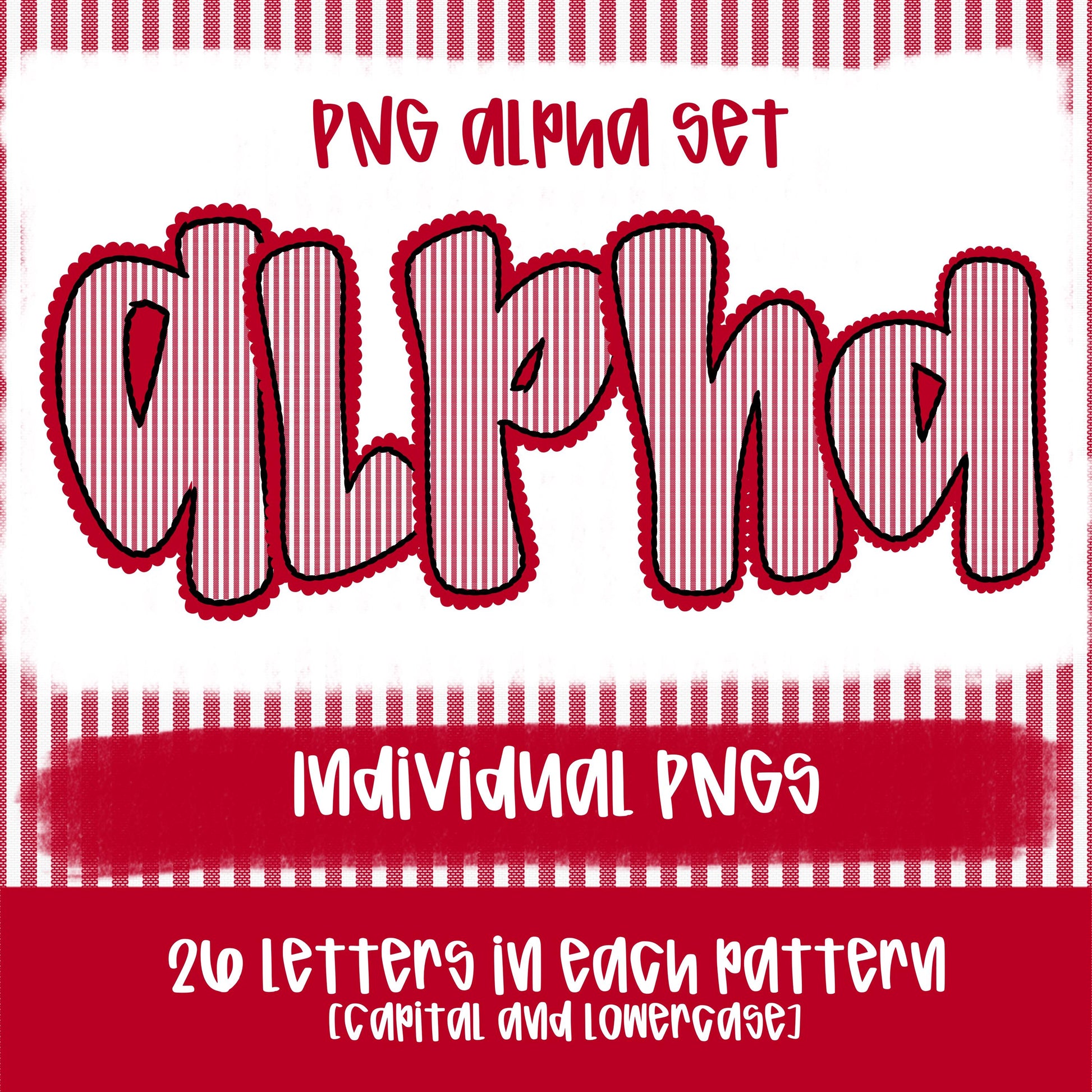 Seersucker Alpha Red | PNG Font | Sublimation Design | Digital Download | Women’s, Kids Shirt PNG