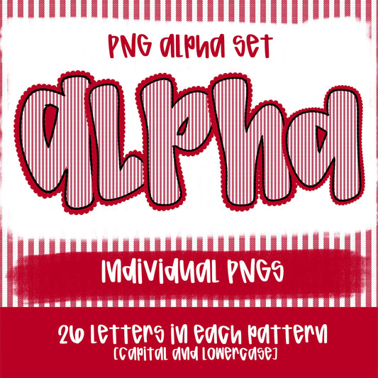 Seersucker Alpha Red | PNG Font | Sublimation Design | Digital Download | Women’s, Kids Shirt PNG