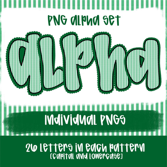 Seersucker Alpha Green | PNG Font | Sublimation Design | Digital Download | Women’s, Kids Shirt PNG