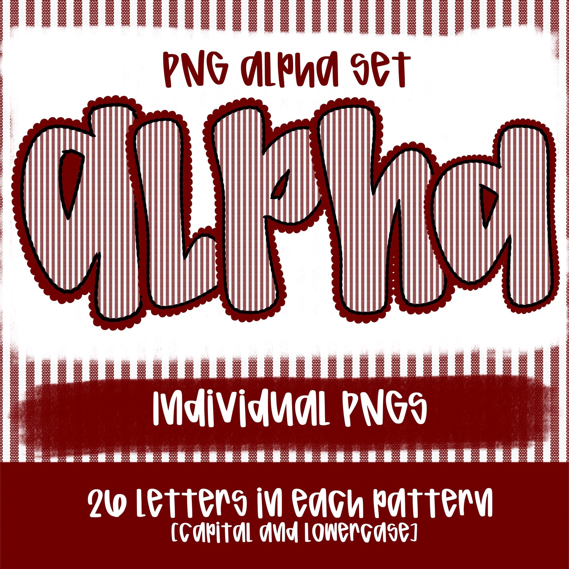 Seersucker Alpha Crimson | PNG Font | Sublimation Design | Digital Download | Women’s, Kids Shirt PNG