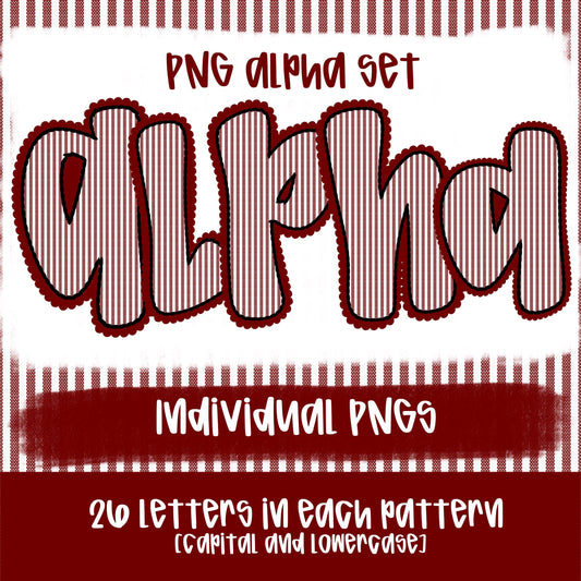 Seersucker Alpha Crimson | PNG Font | Sublimation Design | Digital Download | Women’s, Kids Shirt PNG