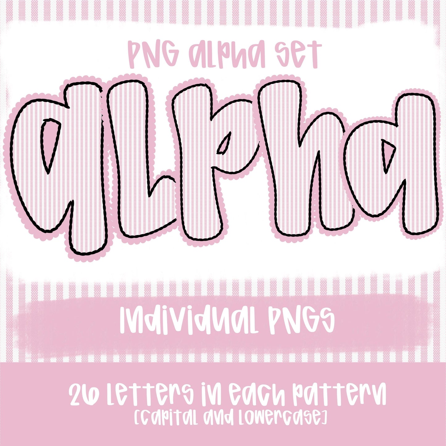 Seersucker Alpha baby pink | PNG Font | Sublimation Design | Digital Download | Women’s, Kids Shirt PNG