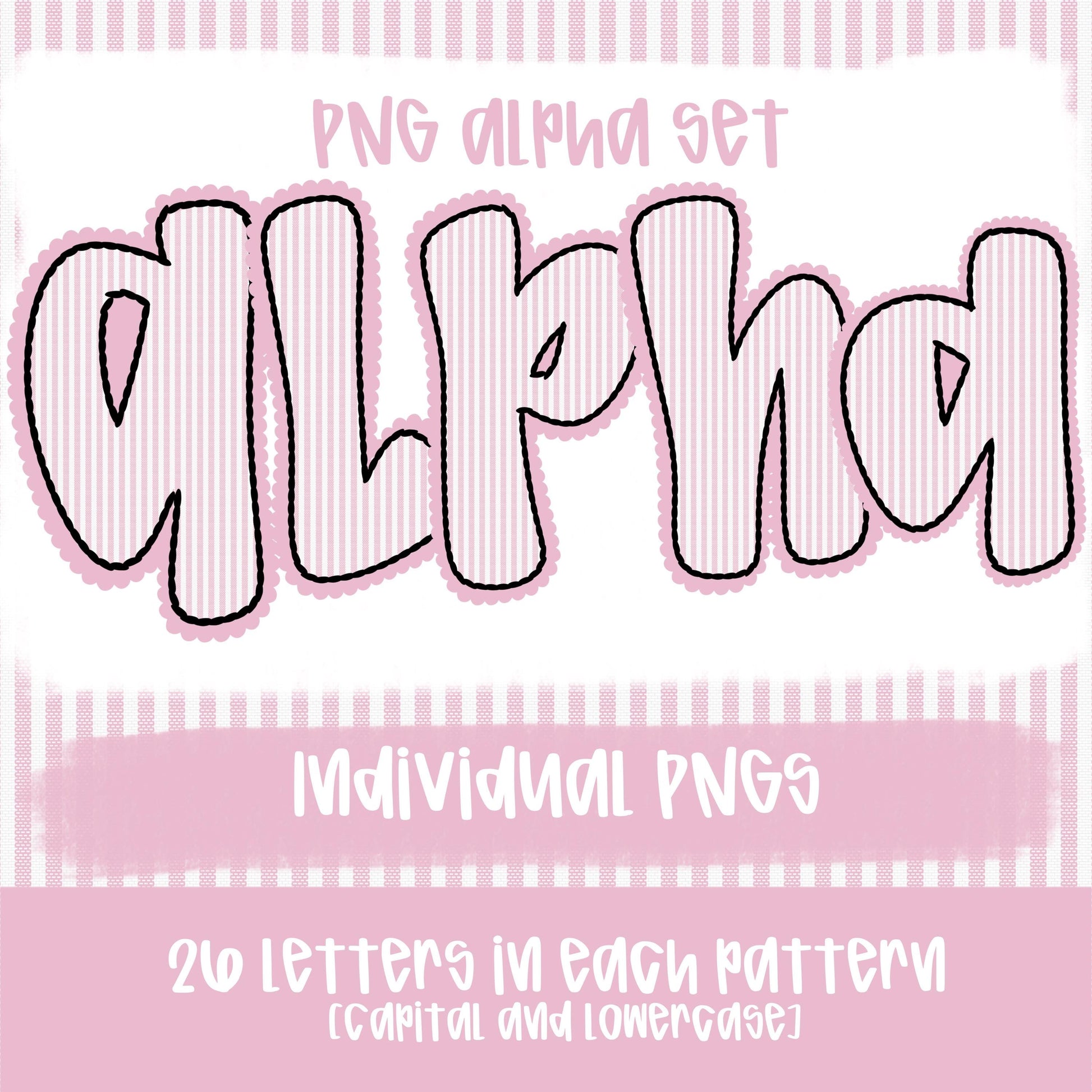 Seersucker Alpha baby pink | PNG Font | Sublimation Design | Digital Download | Women’s, Kids Shirt PNG