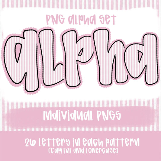 Seersucker Alpha baby pink | PNG Font | Sublimation Design | Digital Download | Women’s, Kids Shirt PNG