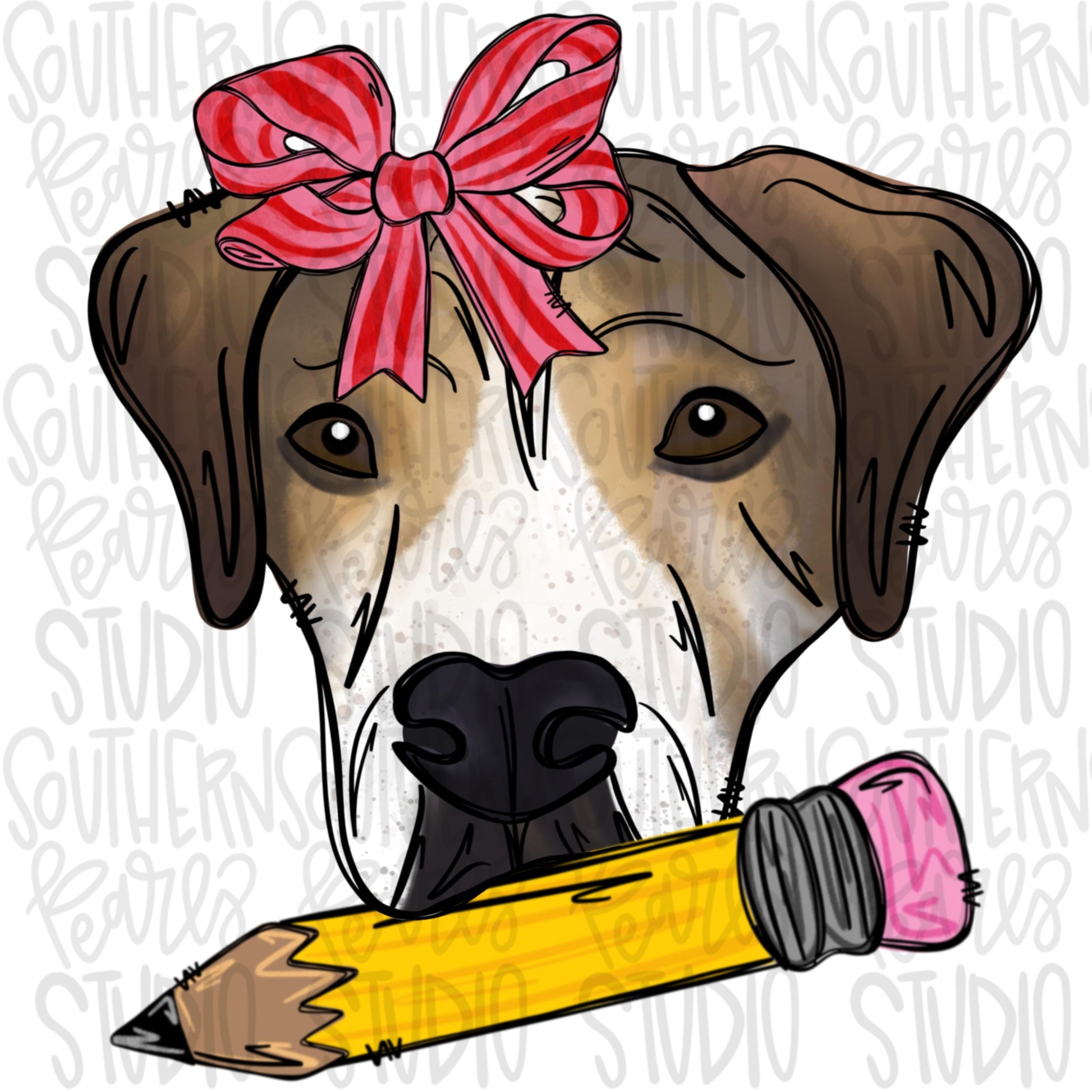 Dog with pencil girl with and without name patch| Sublimation Design | Digital Download | Women’s, Kids Shirt PNG