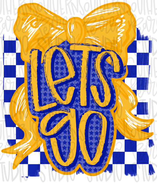 Let’s Go bow | yellow and royal | Go Team | PNG | Sublimation | Design Download | womens and kids