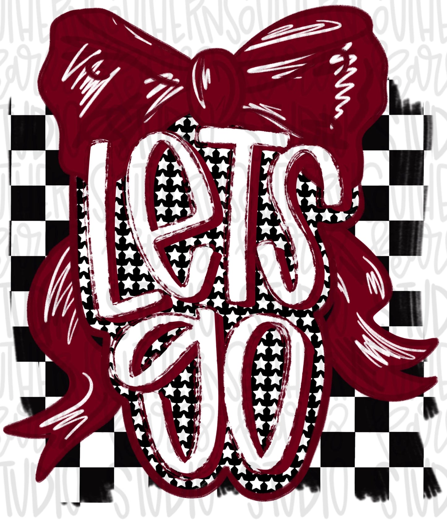 Let’s Go bow | crimson, black and white | Go Team | PNG | Sublimation | Design Download | womens and kids
