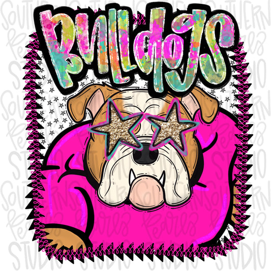 Pink Jersey Mascot Bulldogs | Sublimation Design | Digital Download | Women’s, Kids Shirt PNG