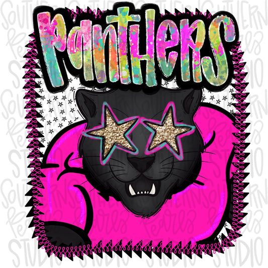 Pink Jersey Mascot Panthers | Sublimation Design | Digital Download | Women’s, Kids Shirt PNG