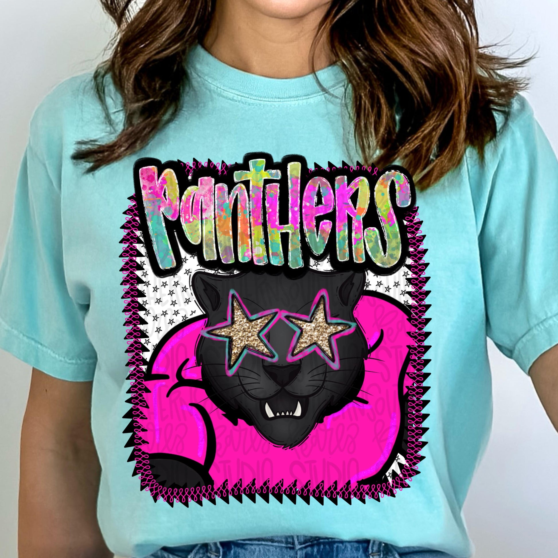 Pink Jersey Mascot Panthers | Sublimation Design | Digital Download | Women’s, Kids Shirt PNG