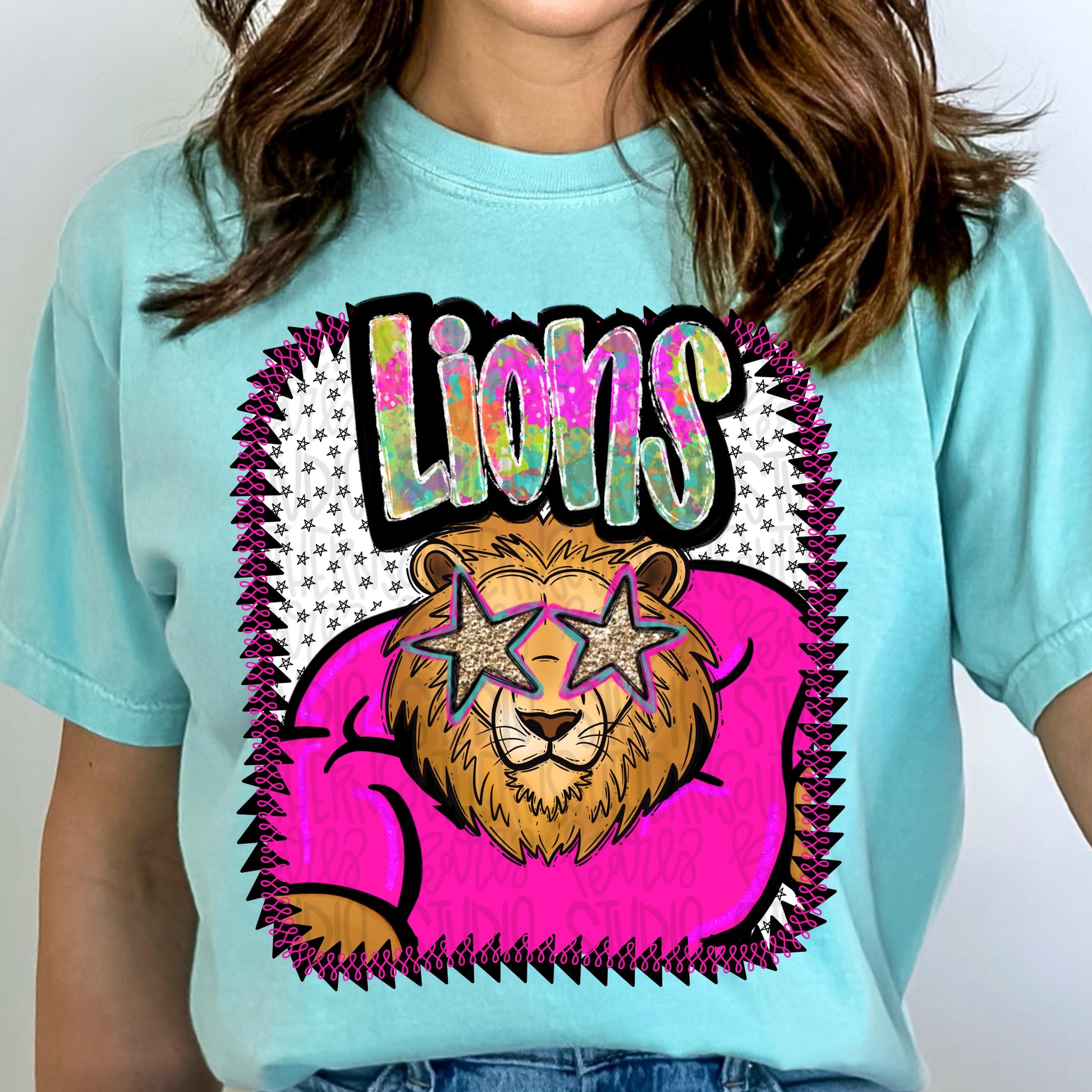 Pink Jersey Mascot Lions | Sublimation Design | Digital Download | Women’s, Kids Shirt PNG
