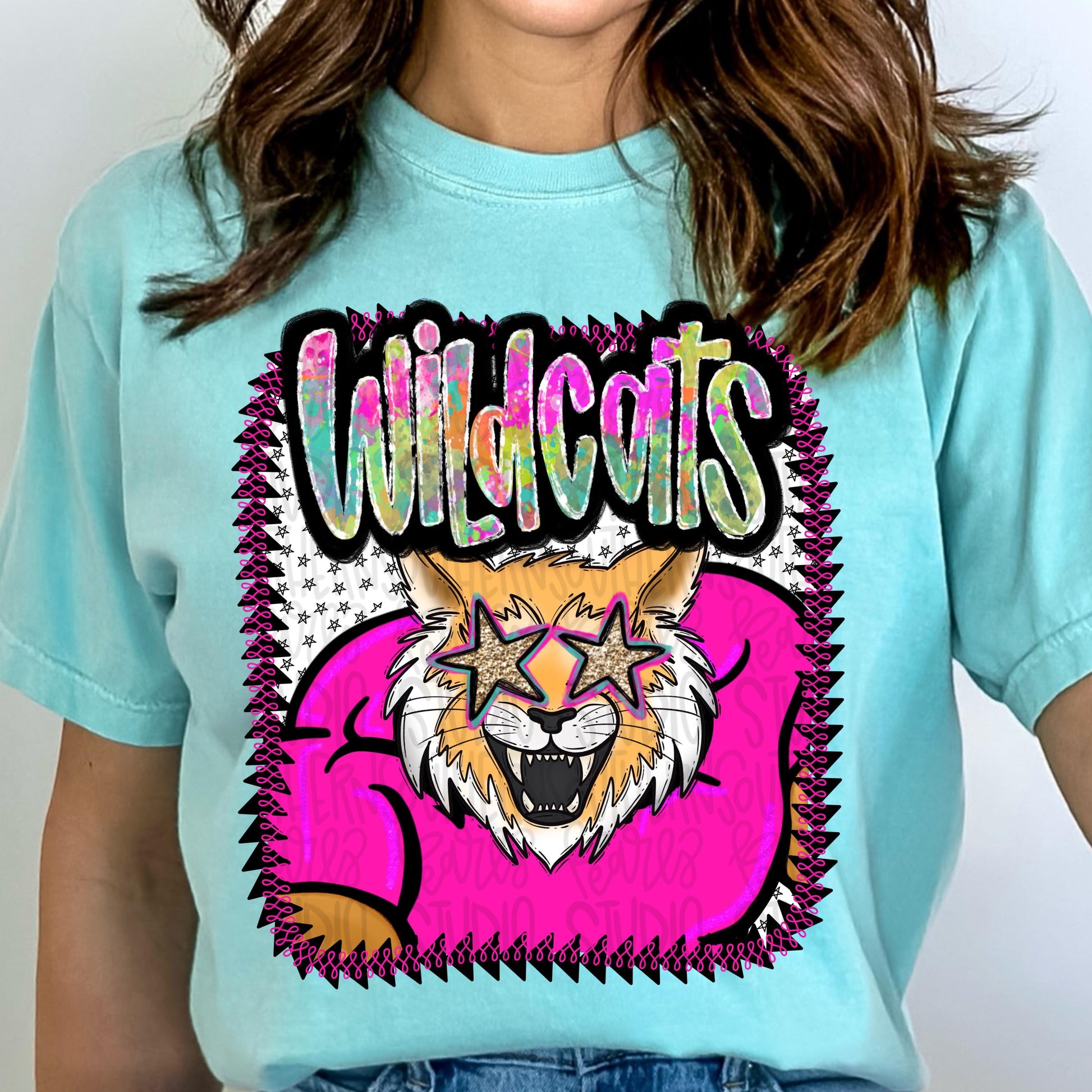 Pink Jersey Mascot Wildcats | Sublimation Design | Digital Download | Women’s, Kids Shirt PNG