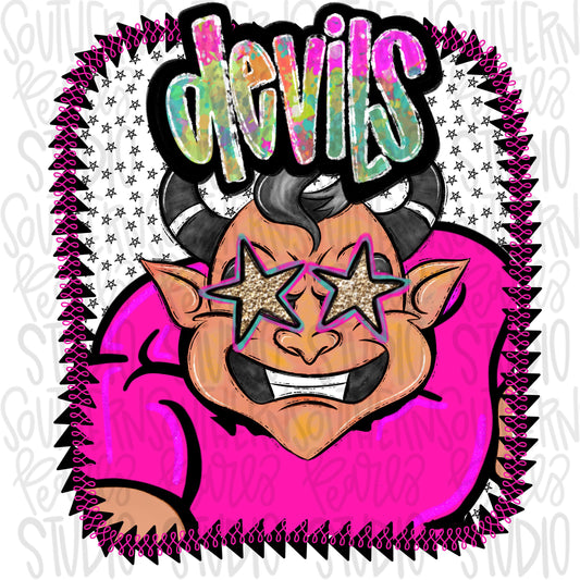 Pink Jersey Mascot Devils | Sublimation Design | Digital Download | Women’s, Kids Shirt PNG