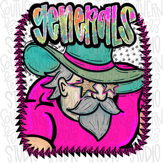 Pink Jersey Mascot generals | Sublimation Design | Digital Download | Women’s, Kids Shirt PNG