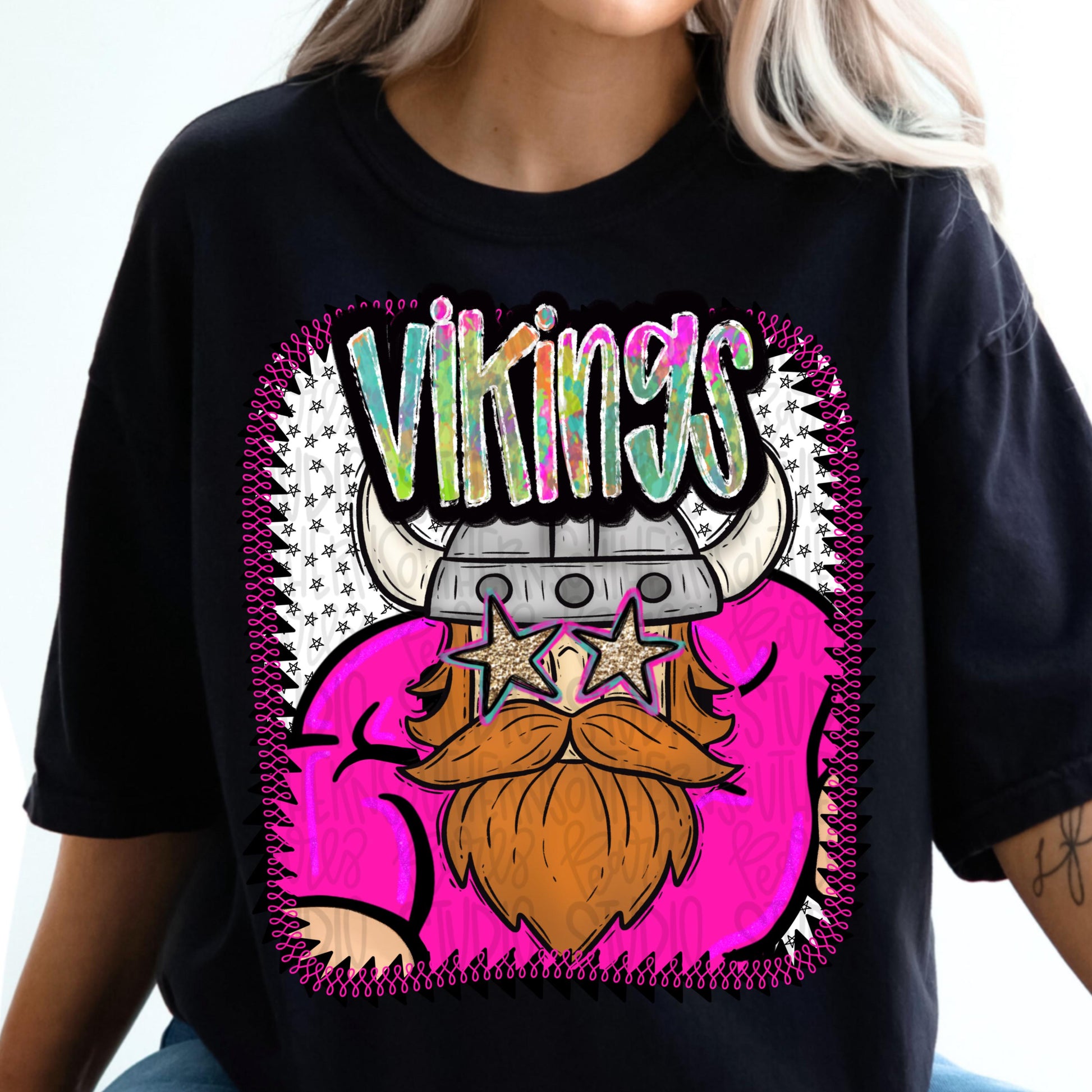 Pink Jersey Mascot Vikings | Sublimation Design | Digital Download | Women’s, Kids Shirt PNG