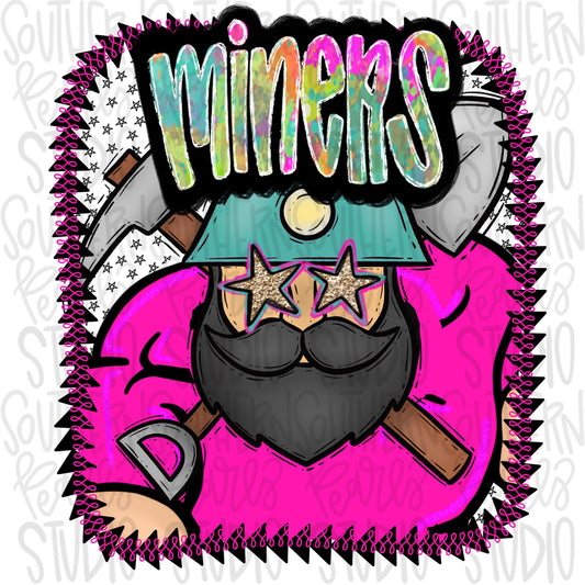 Pink Jersey Mascot miners | Sublimation Design | Digital Download | Women’s, Kids Shirt PNG