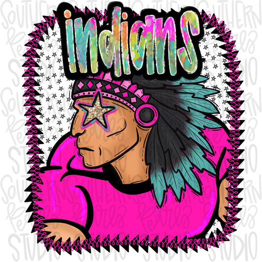 Pink Jersey Mascot indians | Sublimation Design | Digital Download | Women’s, Kids Shirt PNG