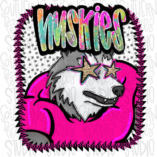 Pink Jersey Mascot huskies | Sublimation Design | Digital Download | Women’s, Kids Shirt PNG