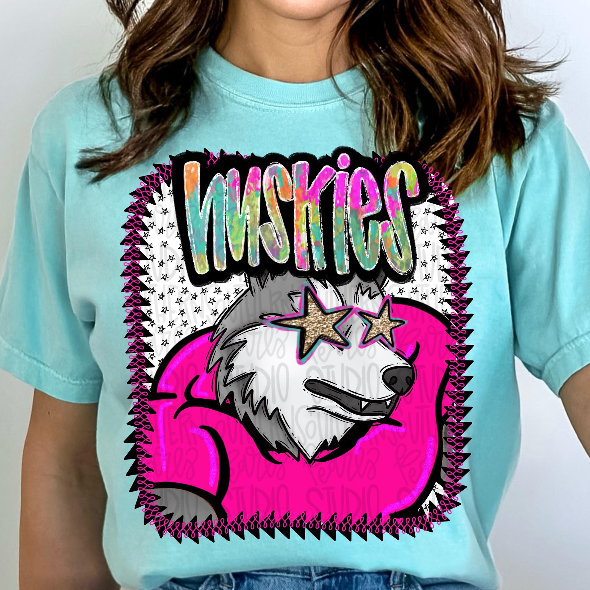 Pink Jersey Mascot huskies | Sublimation Design | Digital Download | Women’s, Kids Shirt PNG