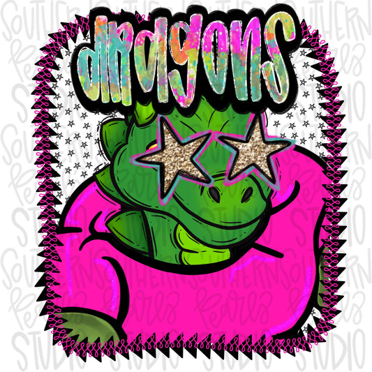 Pink Jersey Mascot dragons | Sublimation Design | Digital Download | Women’s, Kids Shirt PNG