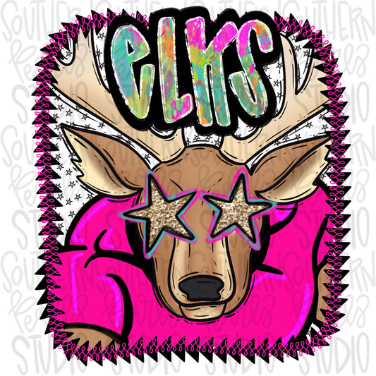 Pink Jersey Mascot elks | Sublimation Design | Digital Download | Women’s, Kids Shirt PNG