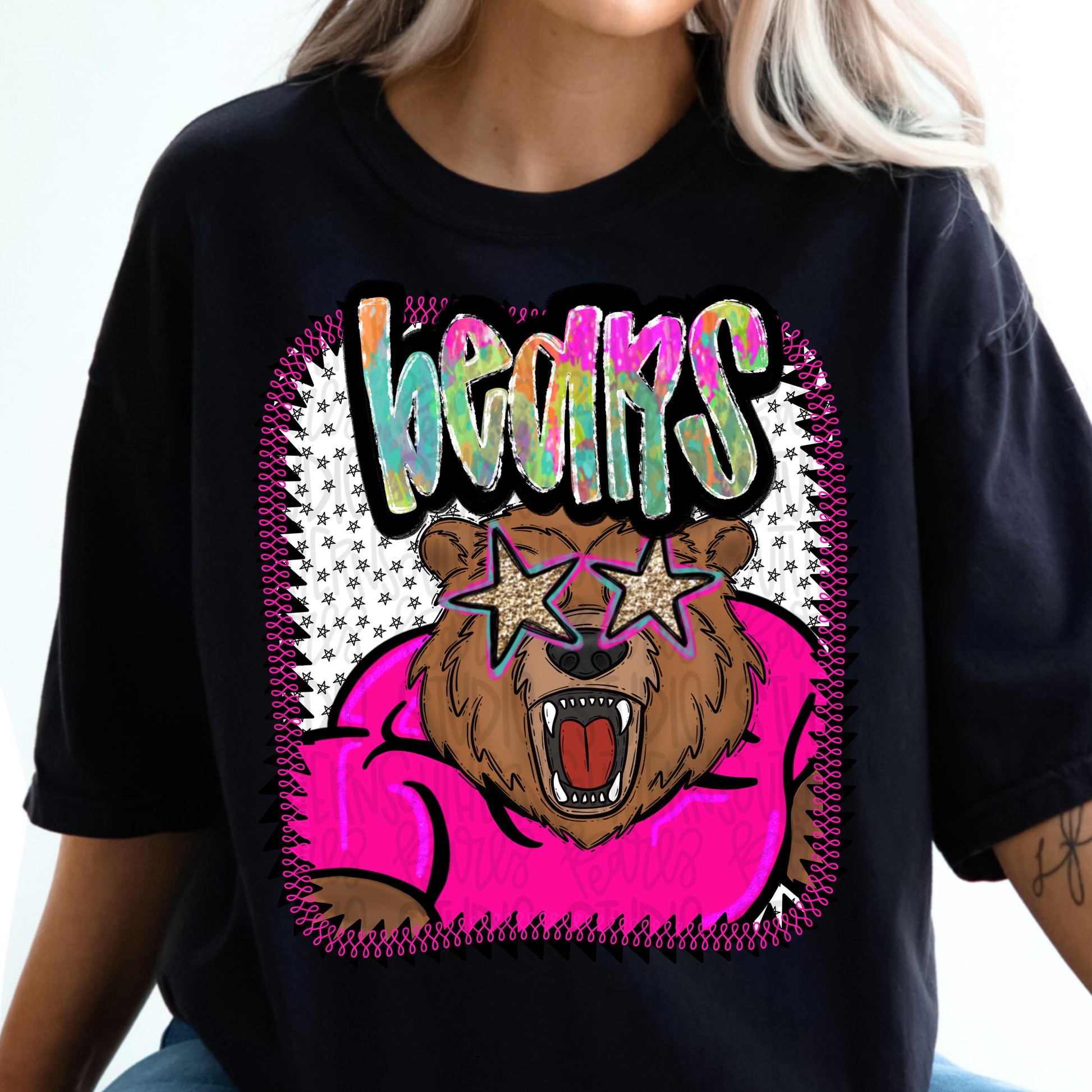 Pink Jersey Mascot bears | Sublimation Design | Digital Download | Women’s, Kids Shirt PNG