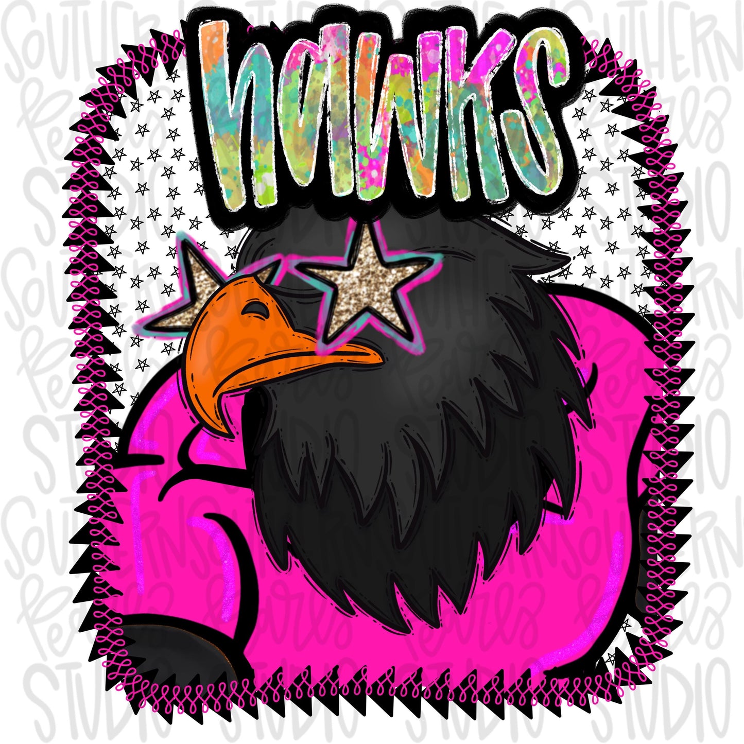 Pink Jersey Mascot hawks | Sublimation Design | Digital Download | Women’s, Kids Shirt PNG