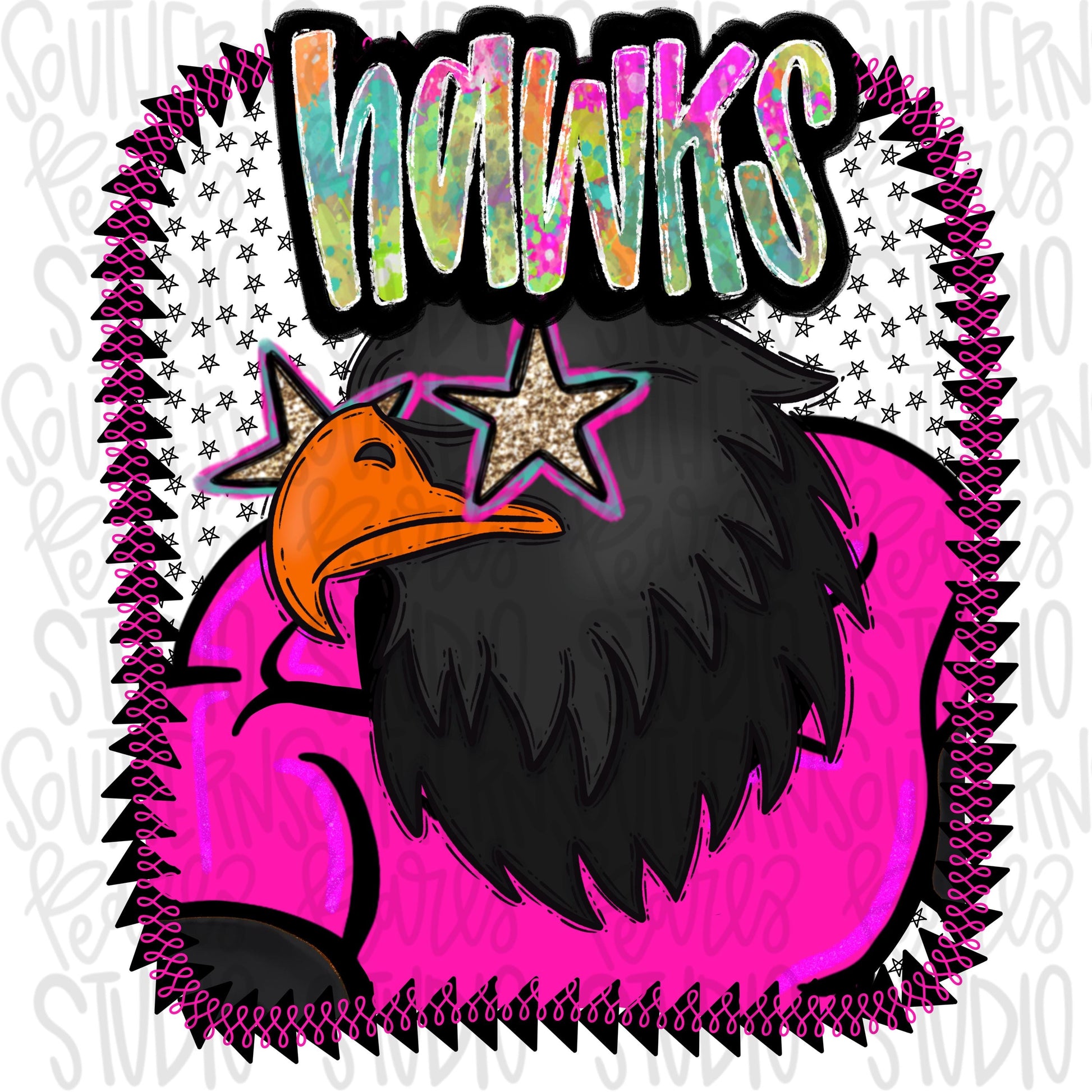 Pink Jersey Mascot hawks | Sublimation Design | Digital Download | Women’s, Kids Shirt PNG
