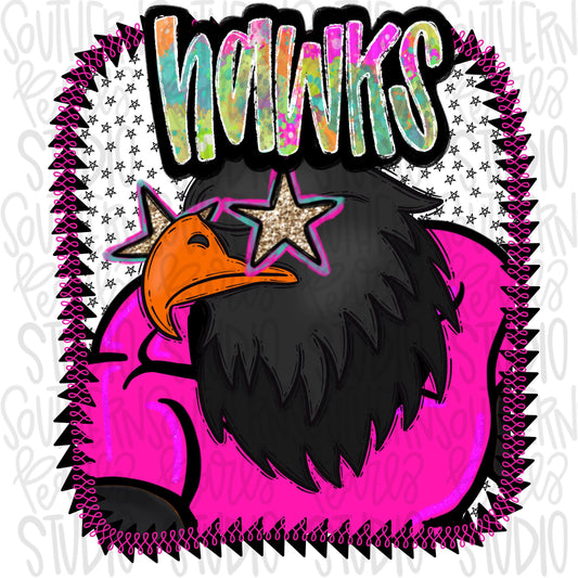 Pink Jersey Mascot hawks | Sublimation Design | Digital Download | Women’s, Kids Shirt PNG