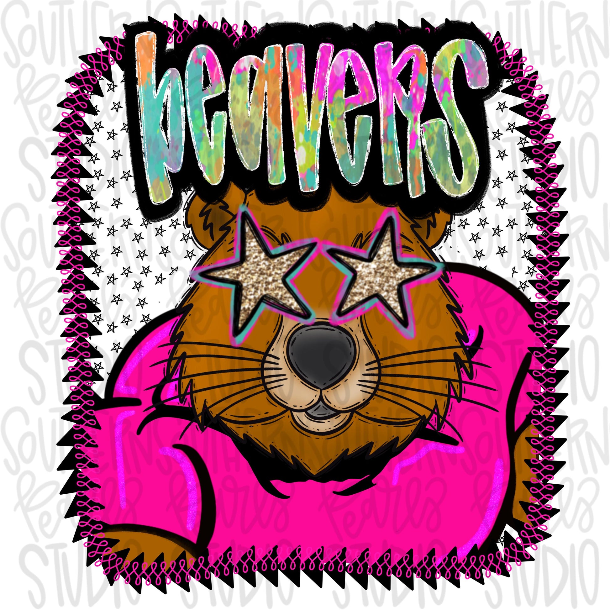 Pink Jersey Mascot beavers | Sublimation Design | Digital Download | Women’s, Kids Shirt PNG
