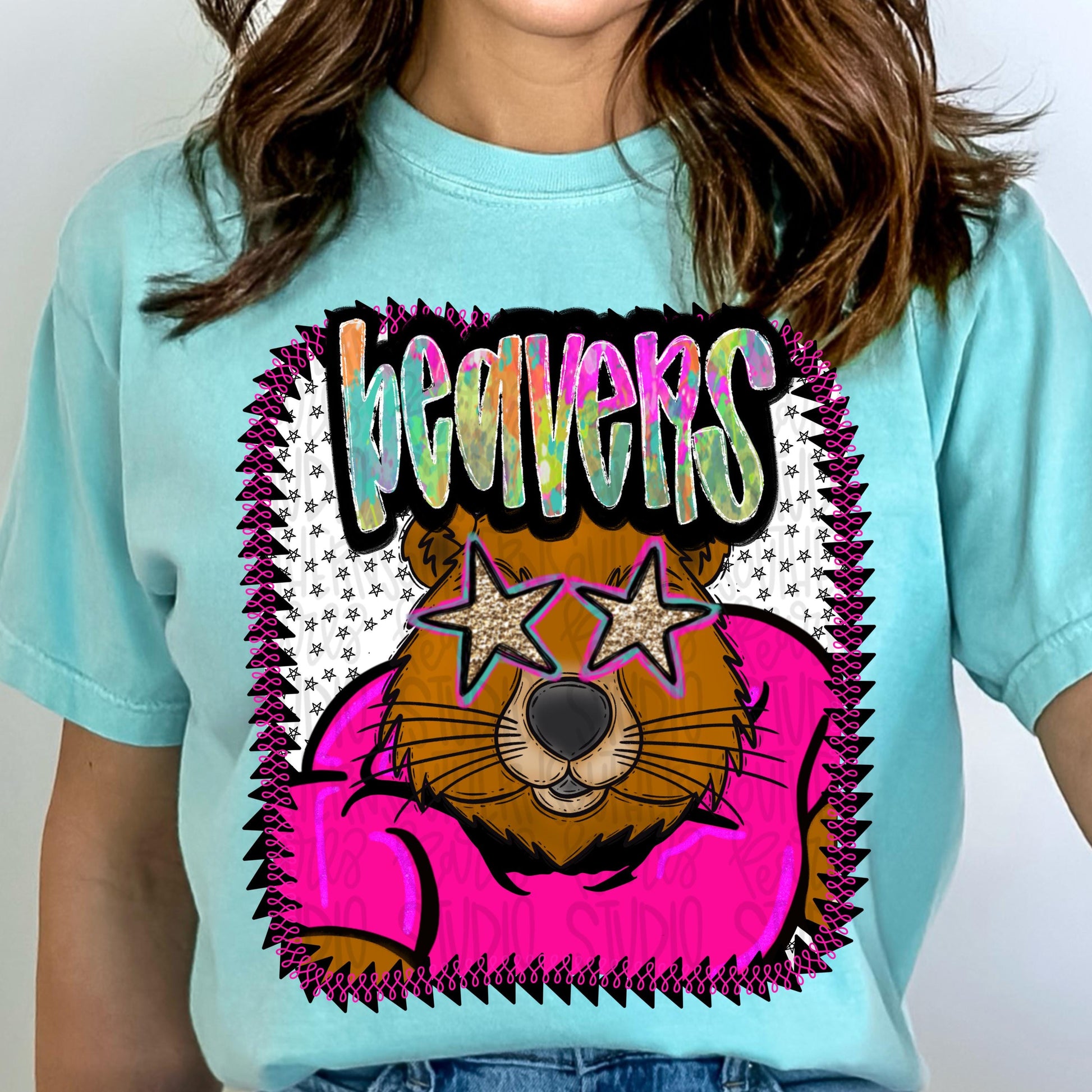 Pink Jersey Mascot beavers | Sublimation Design | Digital Download | Women’s, Kids Shirt PNG