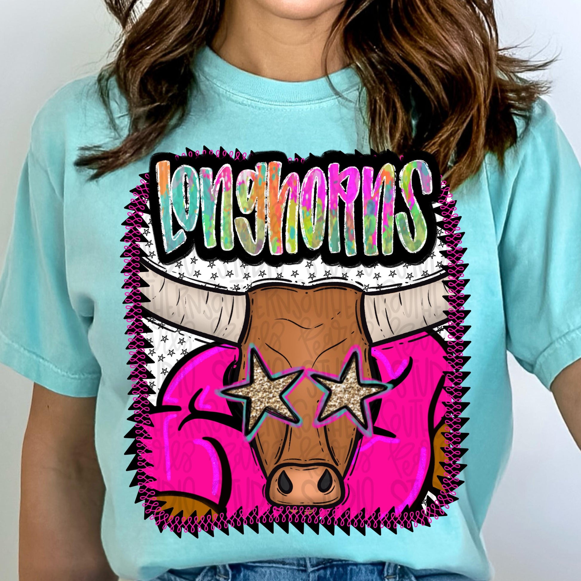 Pink Jersey Mascot longhorns | Sublimation Design | Digital Download | Women’s, Kids Shirt PNG