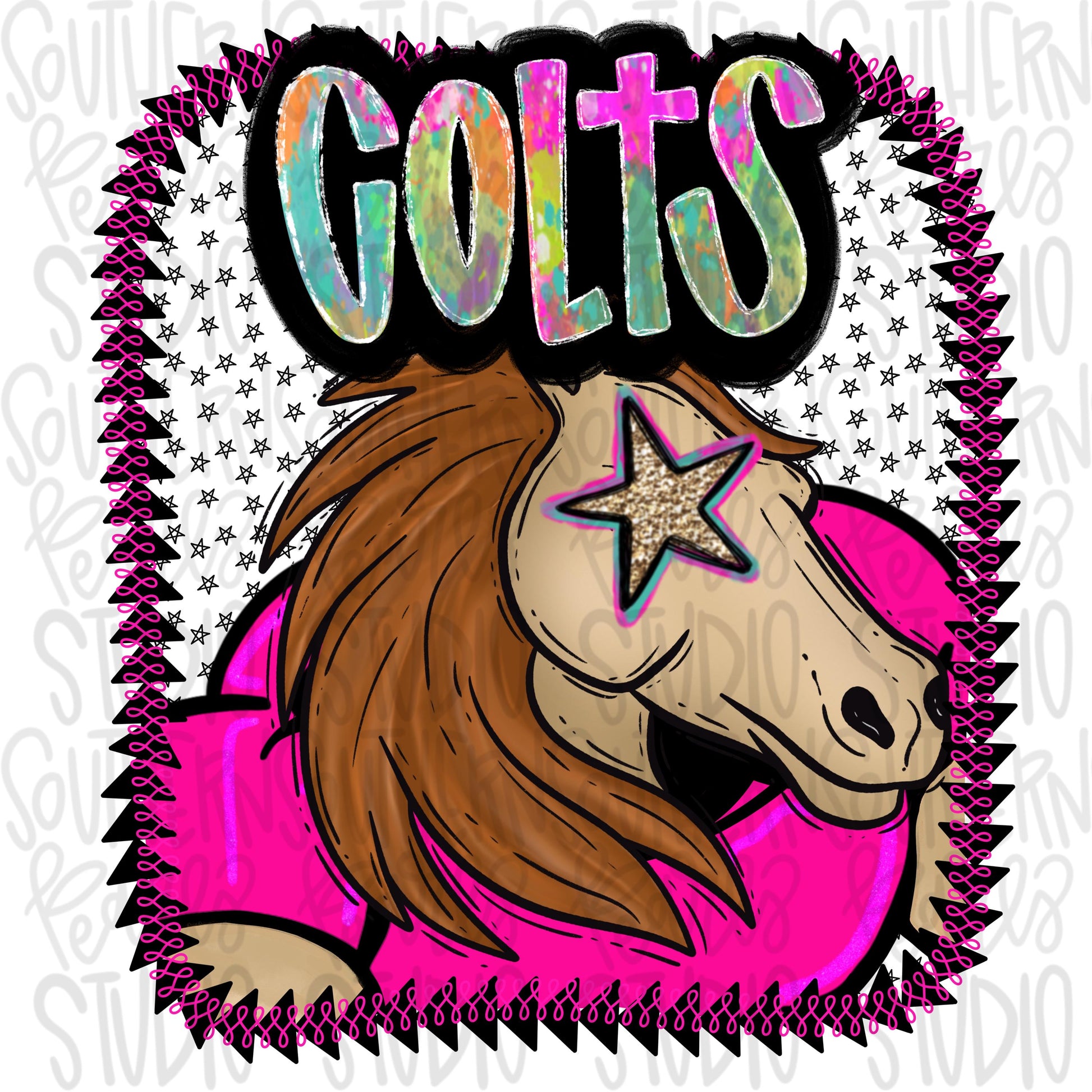 Pink Jersey Mascot colts | Sublimation Design | Digital Download | Women’s, Kids Shirt PNG