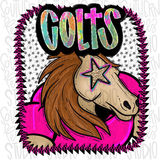 Pink Jersey Mascot colts | Sublimation Design | Digital Download | Women’s, Kids Shirt PNG