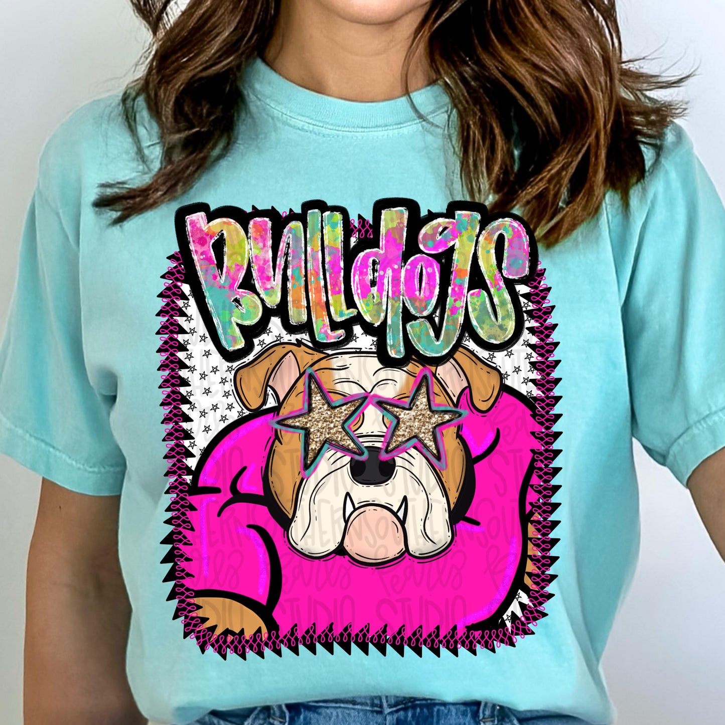 Pink Jersey Mascot Bulldogs | Sublimation Design | Digital Download | Women’s, Kids Shirt PNG