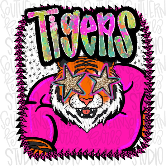 Pink Jersey Mascot Tigers | Sublimation Design | Digital Download | Women’s, Kids Shirt PNG