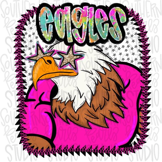 Pink Jersey Mascot Eagles | Sublimation Design | Digital Download | Women’s, Kids Shirt PNG