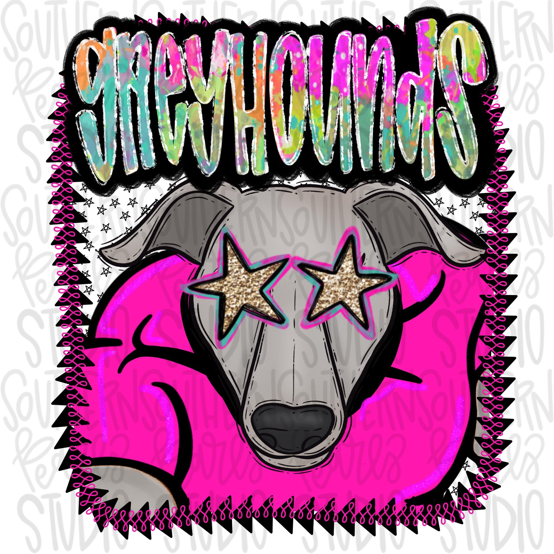 Pink Jersey Mascot Greyhounds | Sublimation Design | Digital Download | Women’s, Kids Shirt PNG