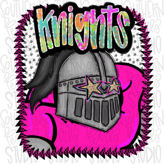 Pink Jersey Mascot knights | Sublimation Design | Digital Download | Women’s, Kids Shirt PNG