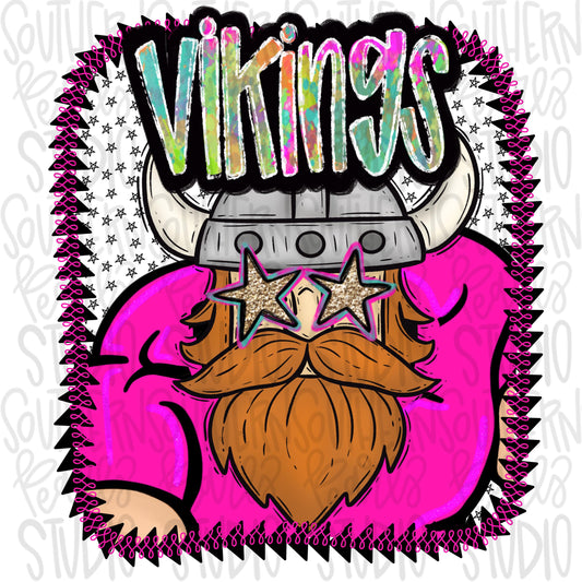 Pink Jersey Mascot Vikings | Sublimation Design | Digital Download | Women’s, Kids Shirt PNG