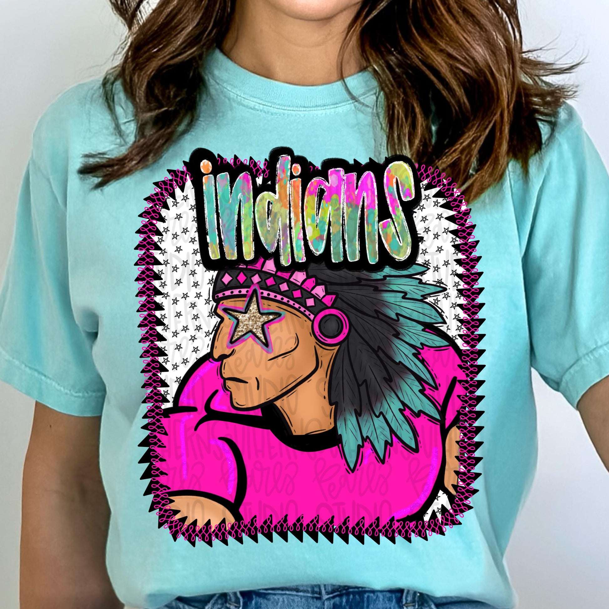 Pink Jersey Mascot indians | Sublimation Design | Digital Download | Women’s, Kids Shirt PNG