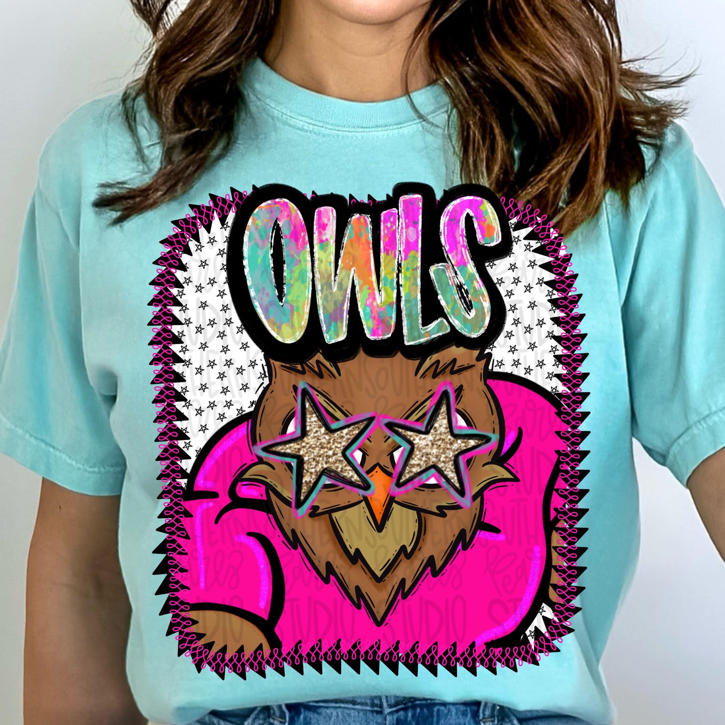Pink Jersey Mascot owls | Sublimation Design | Digital Download | Women’s, Kids Shirt PNG