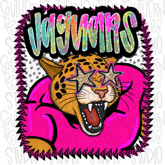 Pink Jersey Mascot Jaguars | Sublimation Design | Digital Download | Women’s, Kids Shirt PNG