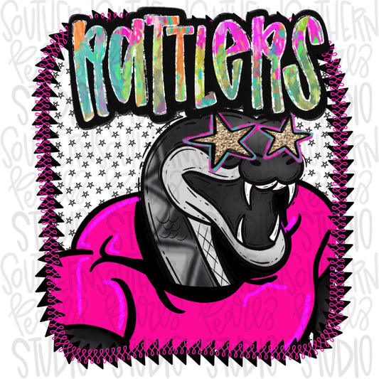 Pink Jersey Mascot rattlers | Sublimation Design | Digital Download | Women’s, Kids Shirt PNG