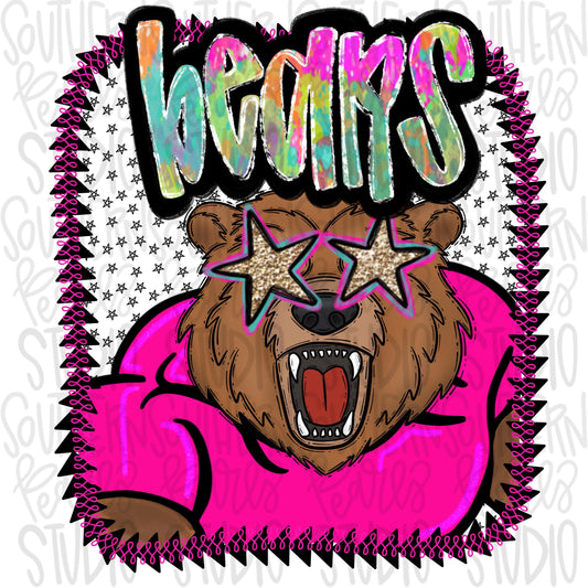 Pink Jersey Mascot bears | Sublimation Design | Digital Download | Women’s, Kids Shirt PNG