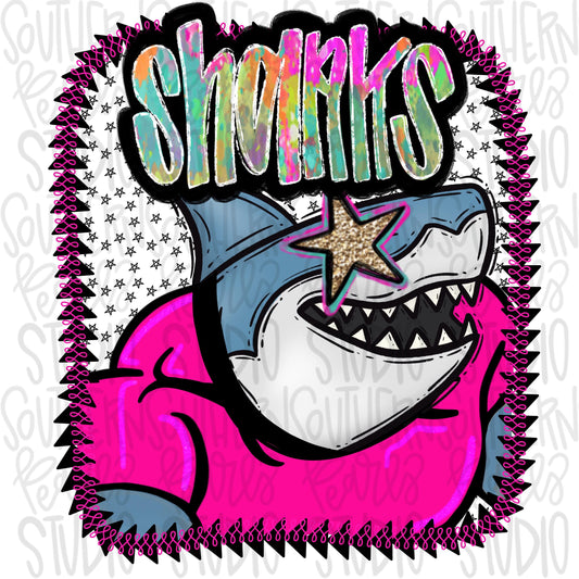 Pink Jersey Mascot sharks | Sublimation Design | Digital Download | Women’s, Kids Shirt PNG