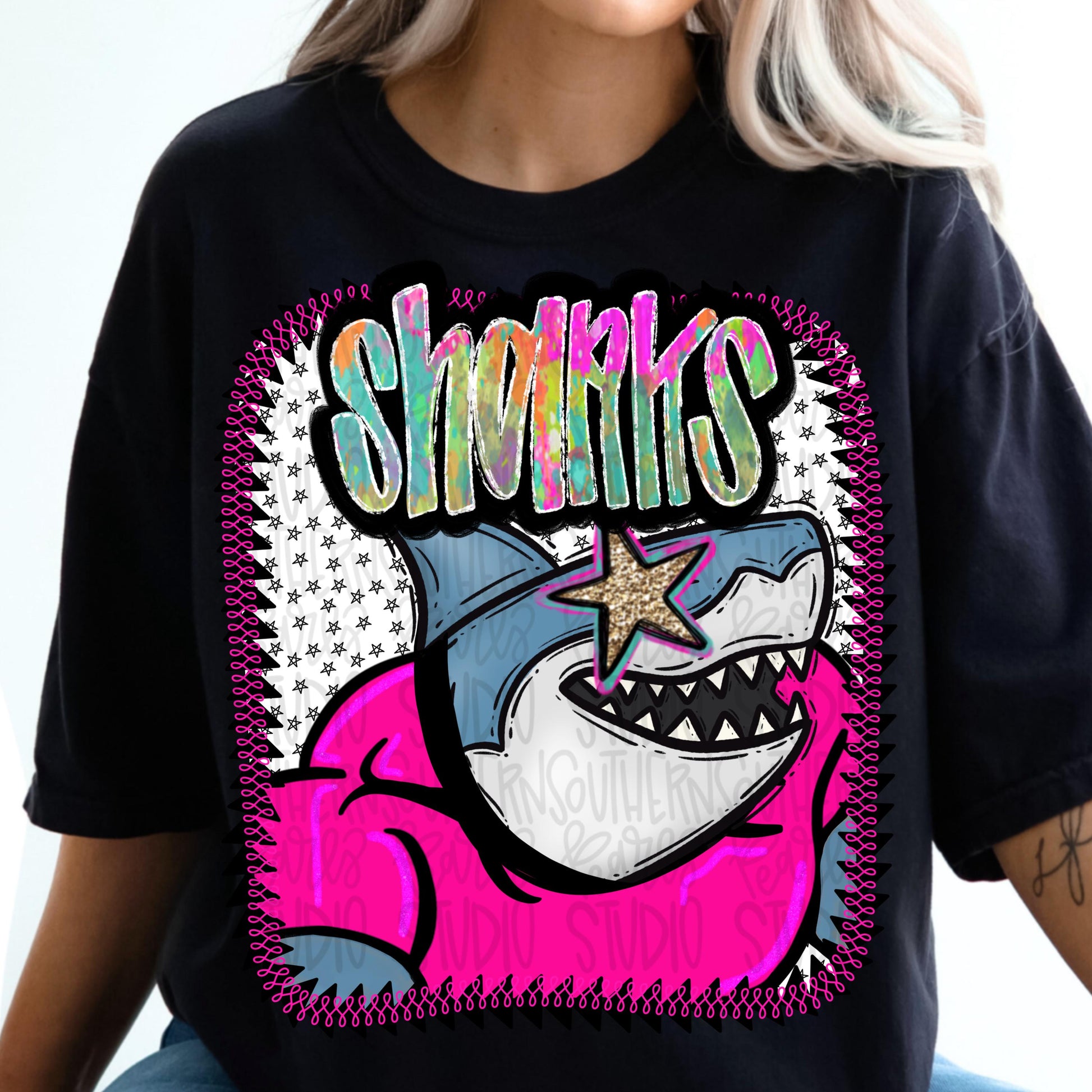 Pink Jersey Mascot sharks | Sublimation Design | Digital Download | Women’s, Kids Shirt PNG